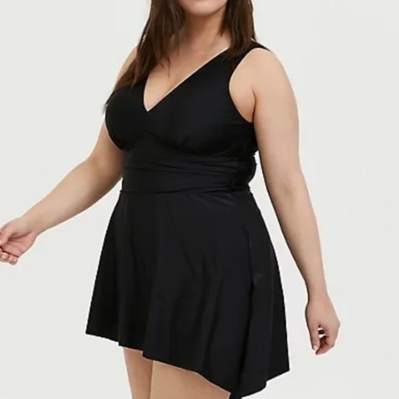 torrid Other - Torrid Asymmetrical One Piece Swim Dress Black